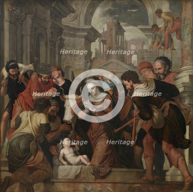 The Adoration of the Shepherds, 1555. Creator: Lambert van Noort.