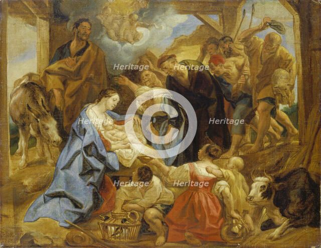 The Adoration of the Shepherds, mid-17th century. Creator: Jacob Jordaens I.