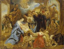 The Adoration of the Shepherds, mid-17th century. Creator: Jacob Jordaens I