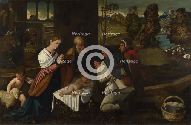 The Adoration of the Shepherds, c. 1525. Artist: Bernardino da Asola (1490-1535)