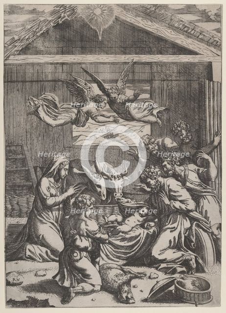 The Adoration of the Shepherds, ca. 1500-1550. Creator: Marcantonio Raimondi.