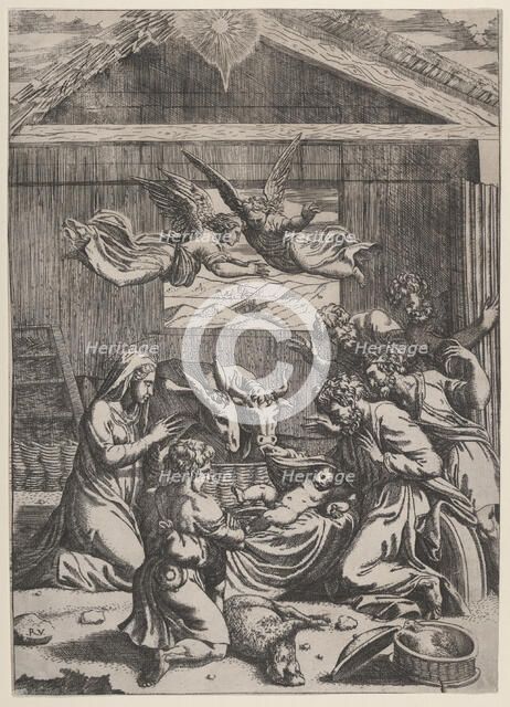 The Adoration of the Shepherds, ca. 1500-1550. Creator: Marcantonio Raimondi.