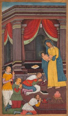 The Adoration of the Shepherds, from a Mirror of Holiness (Mir’at al-quds) of Father Jerome Xavier. Creator: Unknown