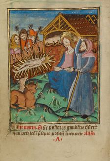 The Adoration of the Shepherds; Illustrated Vita Christi..., about 1480-1490. Creator: Unknown