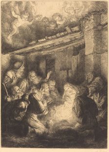 The Adoration of the Shepherds (L'adoration des bergers). Creator: Alphonse Legros