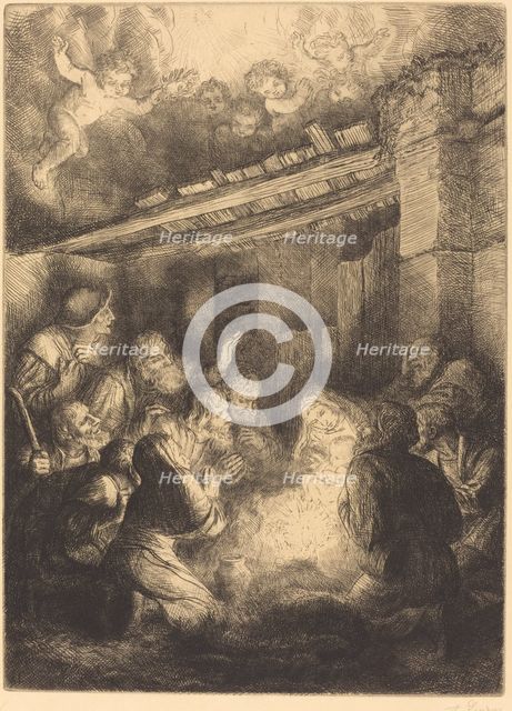 The Adoration of the Shepherds (L'adoration des bergers). Creator: Alphonse Legros.