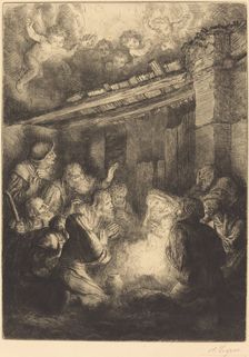The Adoration of the Shepherds (L'adoration des bergers). Creator: Alphonse Legros