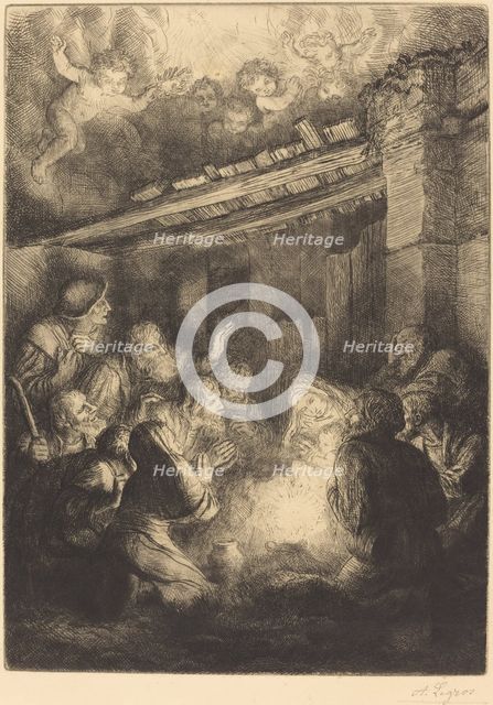 The Adoration of the Shepherds (L'adoration des bergers). Creator: Alphonse Legros.
