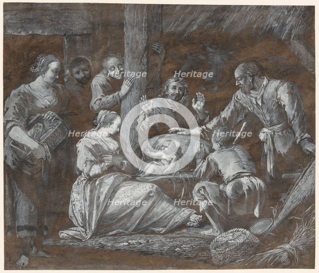 The Adoration of the Shepherds, late 1650s. Creator: Gerrit van Battem.