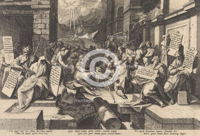 The Adoration of the Shepherds, Surrounded by Moses and Five Prophets, 1588. Creator: Jacob Matham.