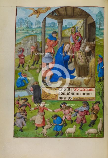 The Adoration of the Shepherds; Spinola Hours, about 1510-1520. Creator: Master of the Prayer Books of around 1500.
