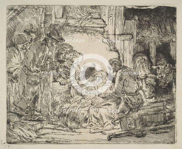 The Adoration of the Shepherds, with the lamp, ca. 1654. Creator: Rembrandt Harmensz van Rijn.