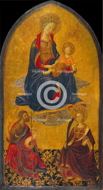 The Adoration of the Virgin and Child by Saint John the Baptist and Saint Catherine. Artist: Starnina, Gherardo (c. 1364-1413)