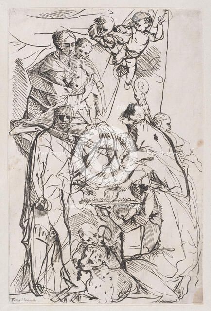 The adoration of the Virgin and Christ Child, 1700-1800. Creator: Anon.