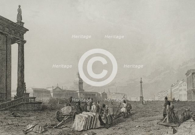 The Admiralty building square, Saint Petersburg, Russia, 1839. Creator: Augustin François Lemaitre.