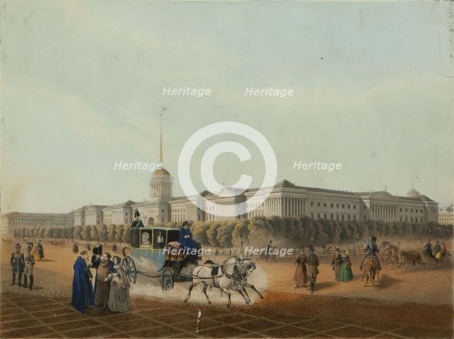 The Admiralty in Saint Petersburg, End 1840s. Creator: Arnout, Louis Jules (1814-1868).