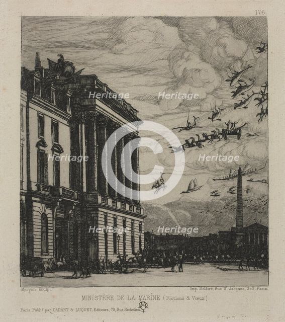 The Admiralty, Paris, 1865. Creator: Charles Meryon (French, 1821-1868); Cadart & Luquet for the Société des Aqua-fortistes, 4e Année, August 1, 1866.