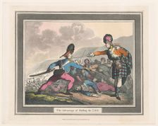 The Advantage of Shifting the Leg, September 1798., September 1798. Creator: Thomas Rowlandson