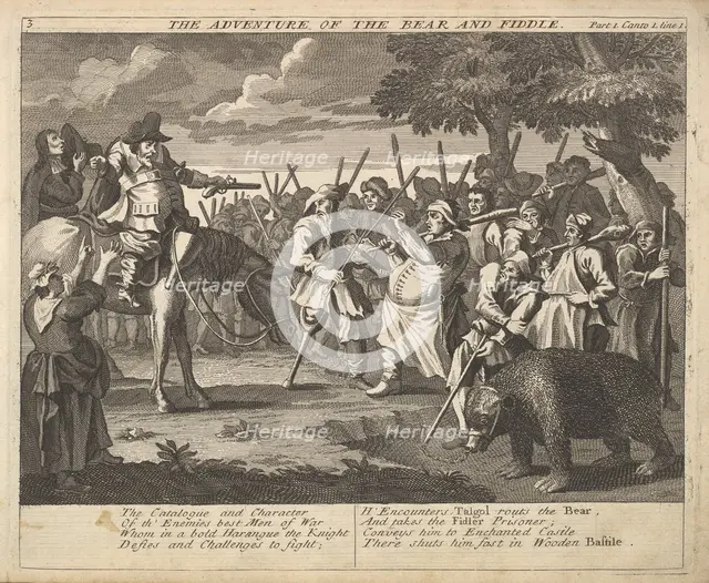 The Adventure of the Bear and the Fiddle (Plate 3: Illustrations to Samuel Butler's..., 1725-30 (?). Creator: William Hogarth.