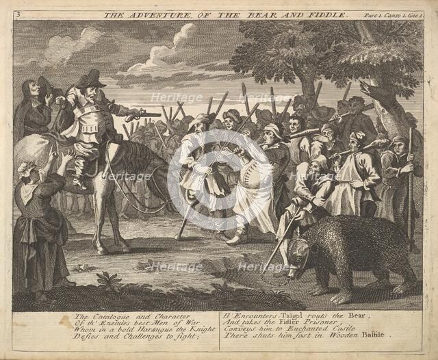 The Adventure of the Bear and the Fiddle (Plate 3: Illustrations to Samuel Butler's..., 1725-30 (?). Creator: William Hogarth.