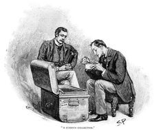 The Adventure of the Musgrave Ritual, Sherlock Holmes going through the mememtoes of old cases. Artist: Sidney E Paget