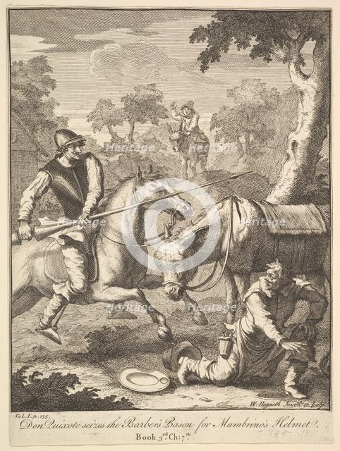 The Adventure of Mambrino's Helmet (Six Illustrations for Don Quixote), 1756 or after. Creator: William Hogarth.
