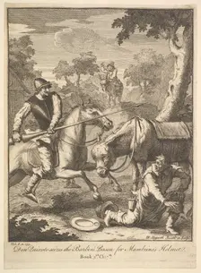 The Adventure of Mambrino's Helmet (Six Illustrations for Don Quixote), 1756 or after. Creator: William Hogarth