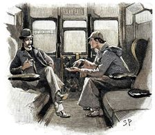 "The Adventure of Silver Blaze", Holmes and Watson on train. Creator: Sidney E Paget