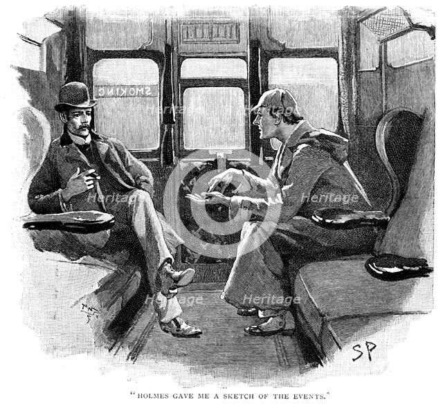 The Adventure of Silver Blaze, Holmes and Watson on train. Artist: Sidney E Paget