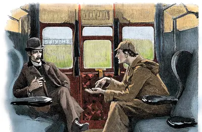 The Adventure of Silver Blaze, Holmes and Watson on train. Artist: Sidney E Paget