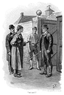 The Adventure of Silver Blaze, Holmes questioning a suspect. Artist: Sidney E Paget