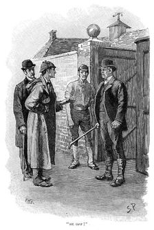 The Adventure of Silver Blaze, Holmes questioning a suspect. Artist: Sidney E Paget