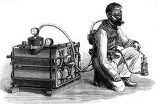The Aerophobe, for exploring dangerous mines, 1874. Creator: Unknown