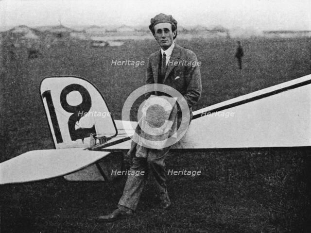 The Aerial Derby: Lord Carbery with his Morane-Saulnier monoplane, 1914 (1934). Artist: Flight Photo.