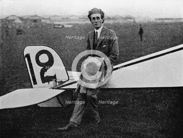The Aerial Derby: Lord Carbery with his Morane-Saulnier monoplane, 1914 (1934). Artist: Flight Photo.