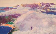 The Aerial Ropeway Car descending from the Sugar Loaf Mountain 1914