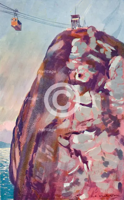 'The Aerial Ropeway Car reaching the Summit of the Sugar Loaf', 1914. Artist: Unknown.