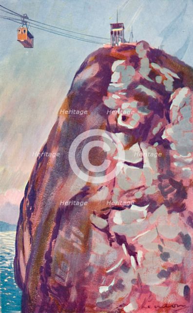 'The Aerial Ropeway Car reaching the Summit of the Sugar Loaf', 1914. Artist: Unknown.