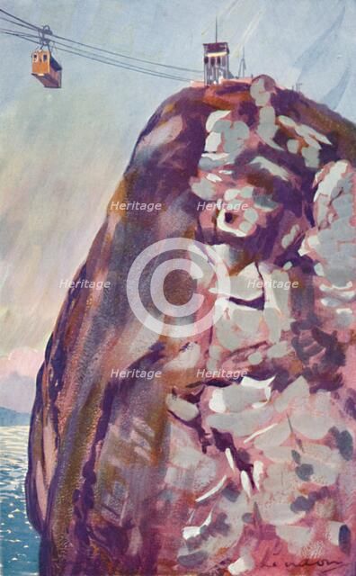 'The Aerial Ropeway Car reaching the Summit of the Sugar Loaf', 1914. Artist: Unknown.
