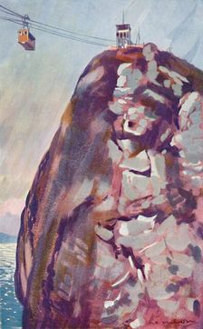 The Aerial Ropeway Car reaching the Summit of the Sugar Loaf 1914