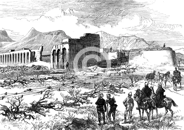 The Afghan War: defence of the British position at...Cabul - north end of Sherpore defences, 1880. Creator: C. R..