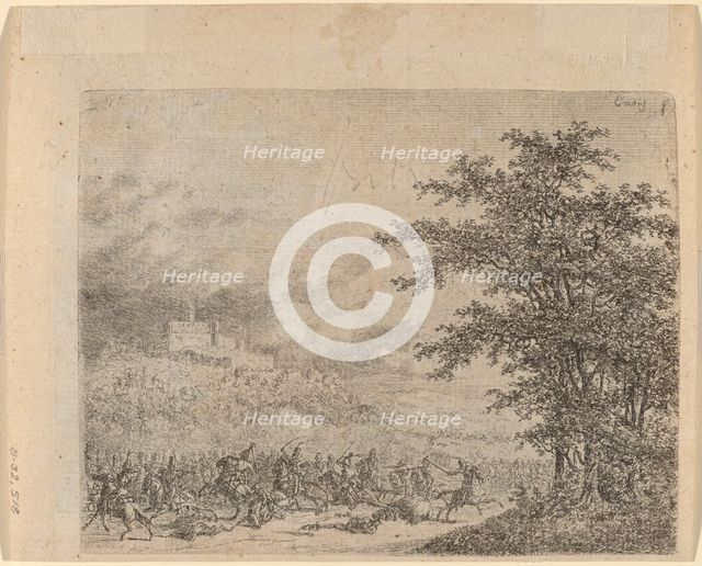 The Affair near Konigstein (L'Affaire pres d e Koenigstein) [verso]. Creator: Gerhardus Emaus De Micault.
