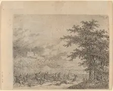 The Affair near Konigstein (L'Affaire pres d e Koenigstein) [verso]. Creator: Gerhardus Emaus De Micault