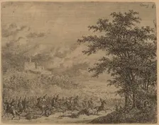 The Affair near Konigstein (L'Affaire pres de Koenigstein) [recto]. Creator: Gerhardus Emaus De Micault