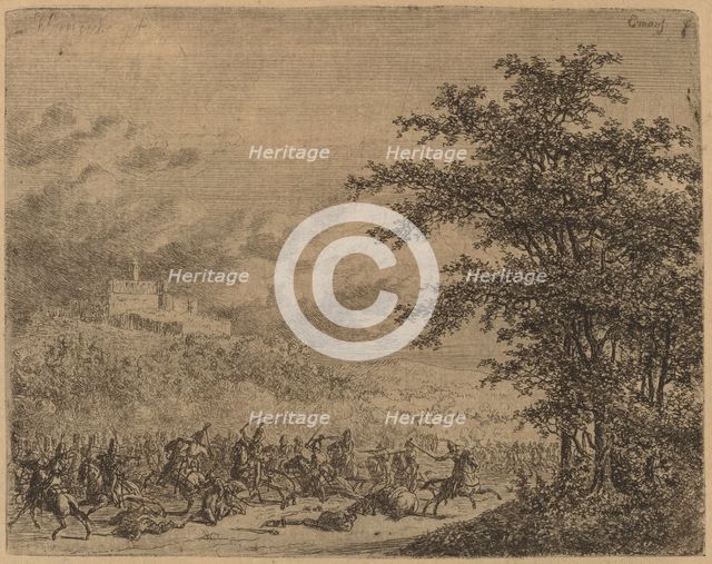 The Affair near Konigstein (L'Affaire pres de Koenigstein) [recto]. Creator: Gerhardus Emaus De Micault.
