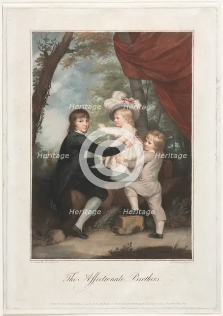 The Affectionate Brothers (The Lamb Children), 1791. Creator: Francesco Bartolozzi (British, 1727-1815).