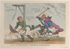 The Affectionate Farewell, or Kick for Kick, April 17, 1814., April 17, 1814. Creator: Thomas Rowlandson