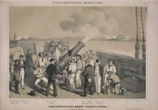 The aft deck of the H.M.S. Bulldog on August 15, 1854 off Bomarsund (After Edwin T. Dolby), 1855. Creator: Timm, Wassili (George Wilhelm) (1820-1895)