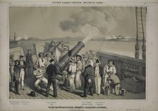 The aft deck of the H.M.S. Bulldog on August 15, 1854 off Bomarsund (After Edwin T. Dolby), 1855. Creator: Timm, Wassili (George Wilhelm) (1820-1895)