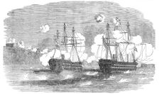 The "Agamemnon" and "Sanspareil" attacking Sebastopol, 1854. Creator: Unknown